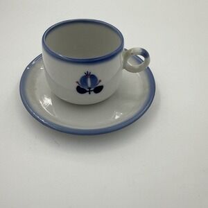 W&B Vintage Teacup And Saucer Set Blue & White Flower